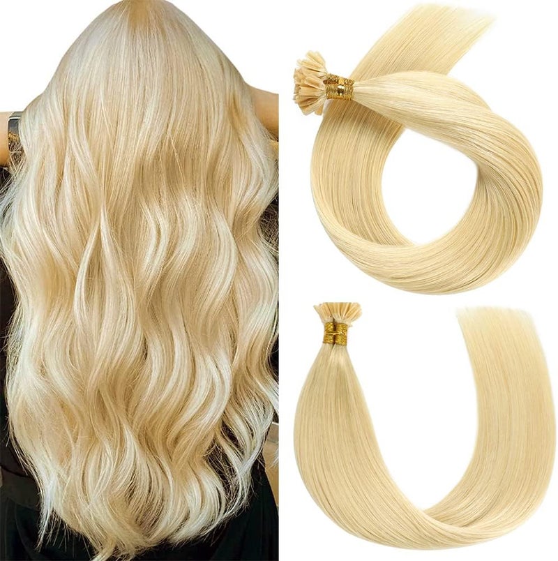 YILITE U Tip Hair Extensions Real Human Hair 18 inch 50 Strands 50g Pre Bonded Silky Straight Human Hair Extensions Keratin Nail U Tip Hair Extensions18 Inch 613 Bleach Blonde