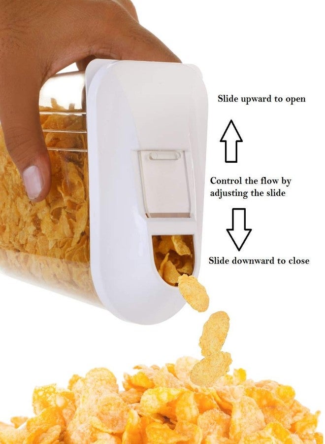 LEMBOSE Home and Kitchen 1700ml 6 pcs Easy Flow Kitchen Container Set Storage Box Idle for Cereal Pulses, Clear Tranparent Color - Image 4