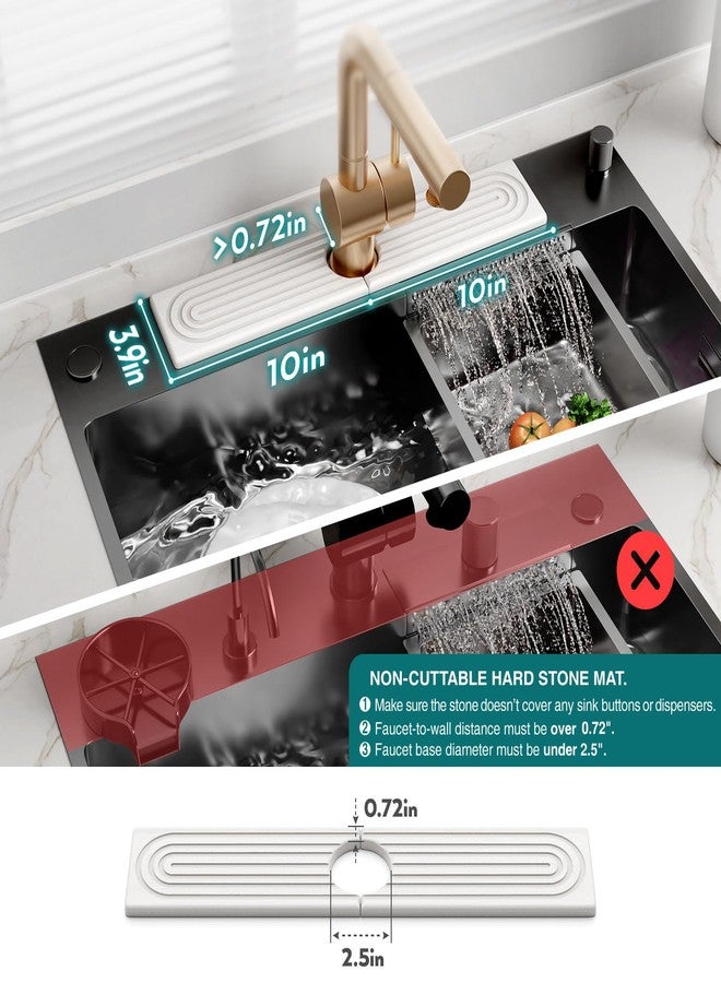 Eormoe Stone Faucet Mat for Kitchen Sink - Diatomite Drying Stone Mat & Sink Protector, Prevents Moisture - Sink Splash Guard Water-Absorbing Stone Tray for Bathroom Counter (Light Grey, 20" x 3.9") - Image 4