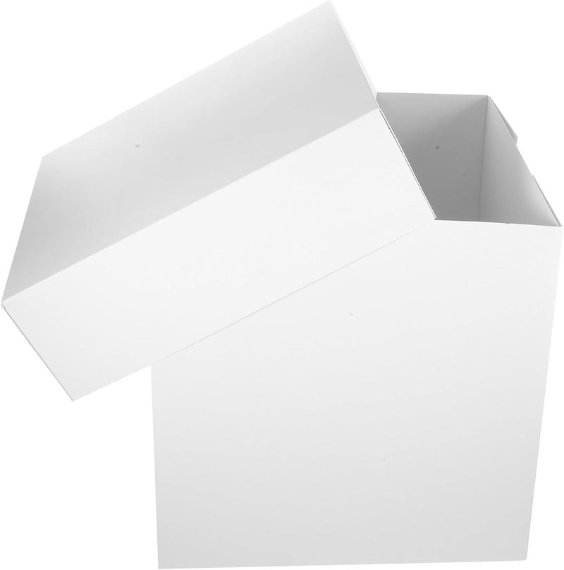 White Foldable 12-inch Square Cake Packing Box with Base Bakery Birthday Cake Holder for Party and Travel Paper Baking Carrier Packaging Box - Image 1