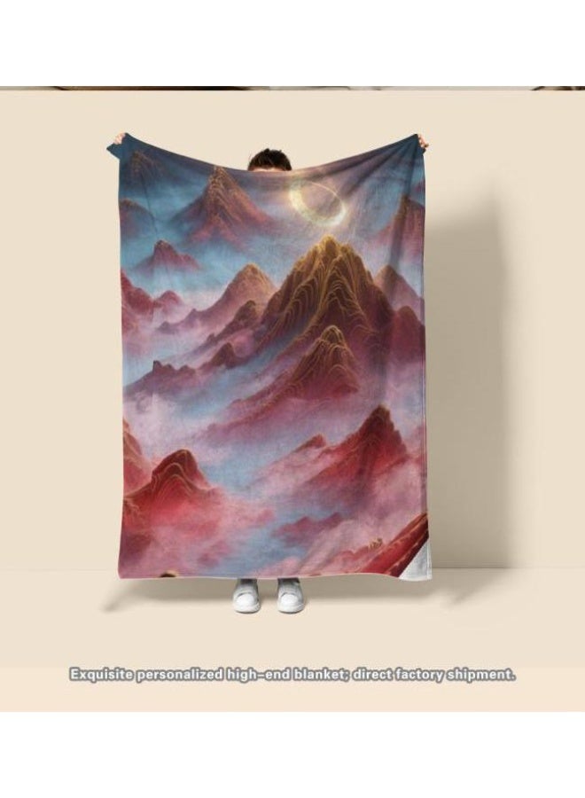 عام بطانية رقيقة من الفانيلا على غرار اللوحة الصينية (دافئة ومريحة، ومناسبة للنوم واستخدام الألعاب وإزالة الغبار ومنع الرمال) 150 سم * 200 سم - 19 - Image 4