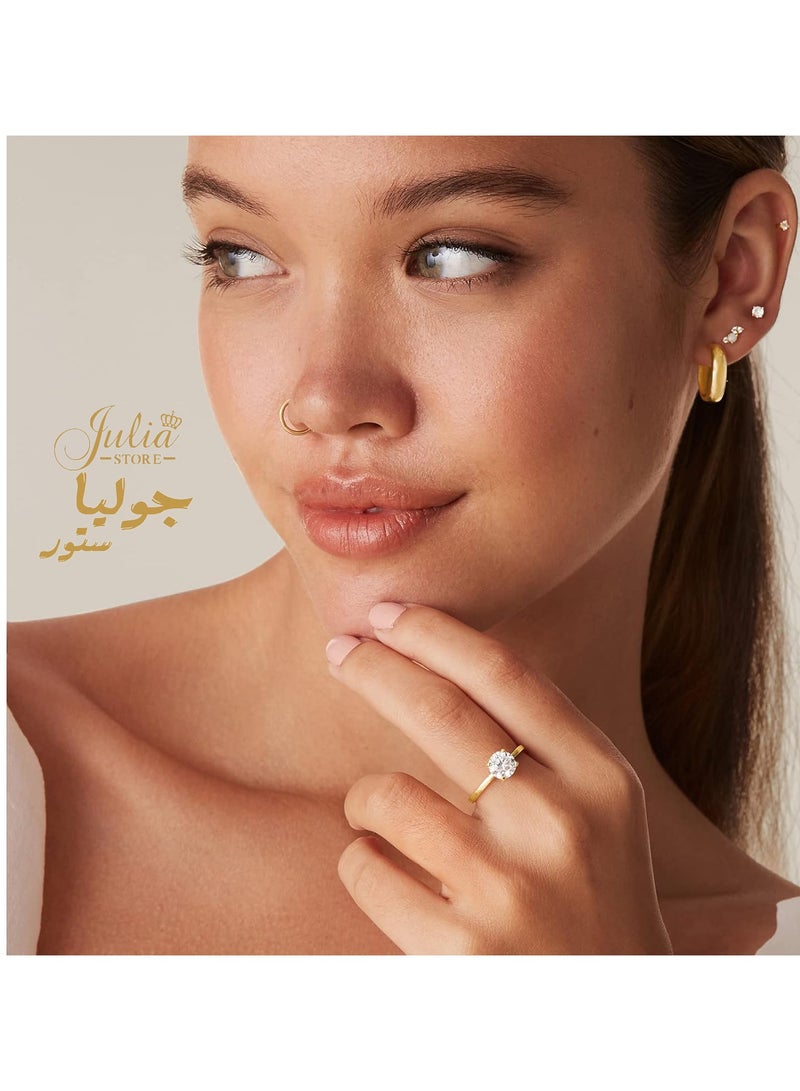 جوليا ستور خاتم سوليتير الحب الأبدي الدائري المطلي بالذهب عيار 18 قيراطًا مرصع بزركونيا مكعبة - Image 2