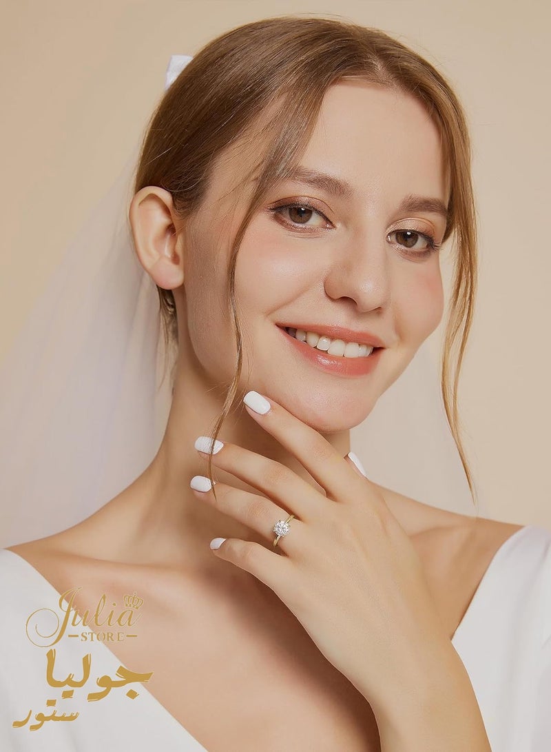 جوليا ستور خاتم سوليتير الحب الأبدي الدائري المطلي بالذهب عيار 18 قيراطًا مرصع بزركونيا مكعبة - Image 3