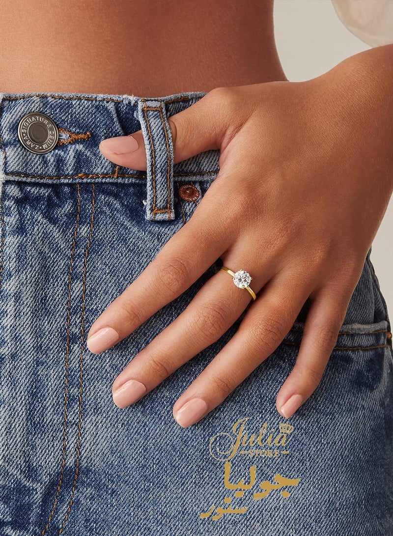 جوليا ستور خاتم سوليتير الحب الأبدي الدائري المطلي بالذهب عيار 18 قيراطًا مرصع بزركونيا مكعبة - Image 5