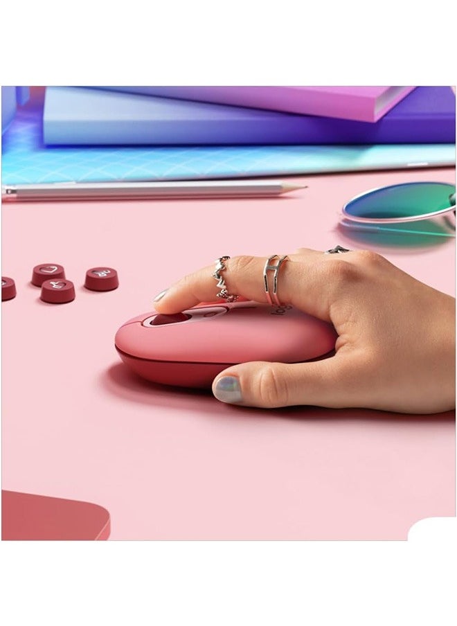 Logitech - Logitech pop mouse, wireless mouse, with customizable emojis, silent touch technology, precise/fast scrolling, compact design, Bluetooth, multi-device, operating system compatible - the heart-stirring model - Image 1
