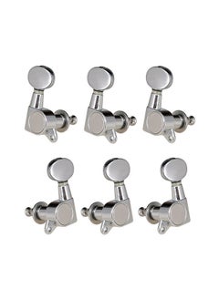 Guitar String Tuning Pegs Tuning Machines Sealed Machine Heads Tuning Keys Oval Button 3 Left 3 Right For Electric Guitar Or Acoustic Guitar Chrome Sliver