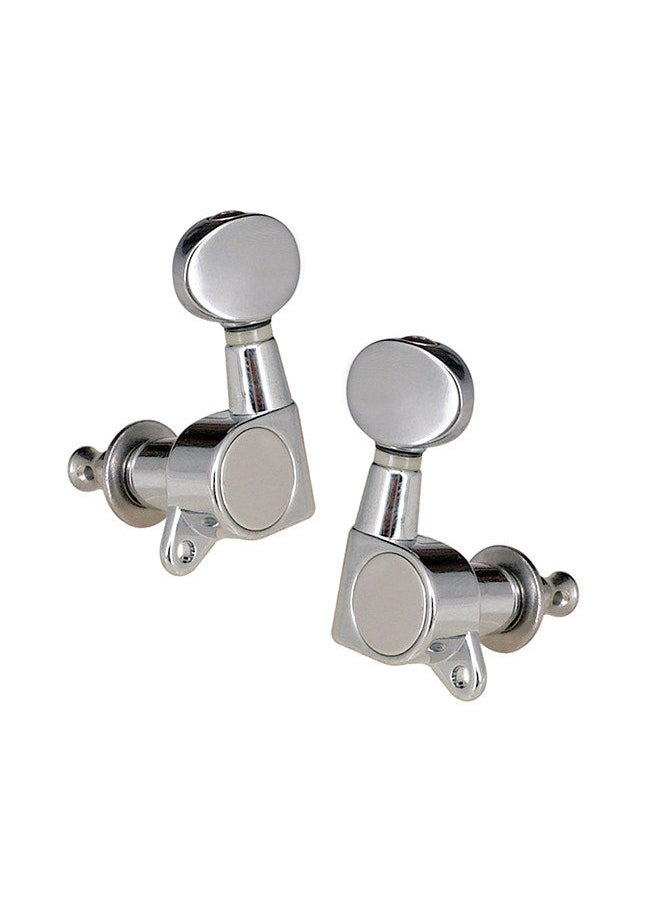 Generic - Guitar String Tuning Pegs Tuning Machines Sealed Machine Heads Tuning Keys Oval Button 3 Left 3 Right For Electric Guitar Or Acoustic Guitar Chrome Sliver - Image 1