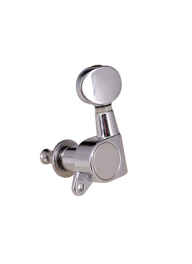 Generic - Guitar String Tuning Pegs Tuning Machines Sealed Machine Heads Tuning Keys Oval Button 3 Left 3 Right For Electric Guitar Or Acoustic Guitar Chrome Sliver - Image 1