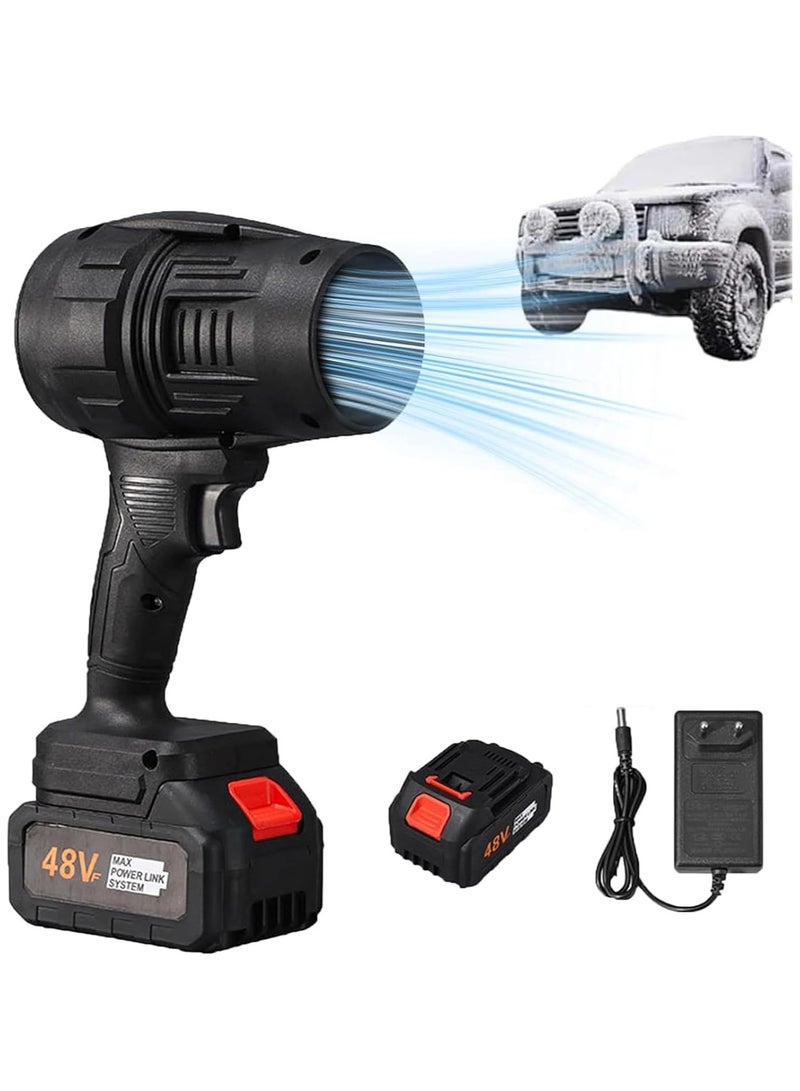 DUSALA Turbo Jet Blower, Cordless Turbo Super Power Air Duster, Stepless Speed Regulation Jet Dry Blower Car Drying, Car Dryer Air Blower (Black)  - Image 1
