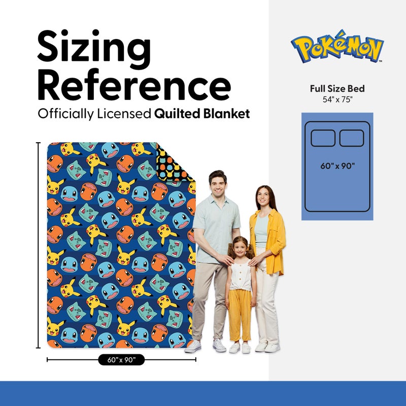 Northwest Pokemon Striped Favorites Twin Quilted Blanket, Cozy Fantasy Bedding for Gamers, Kids & Adults, Throw for Bedroom, Sofa, or Game Room DÃ©cor, 60 x 90 Inches - Image 3
