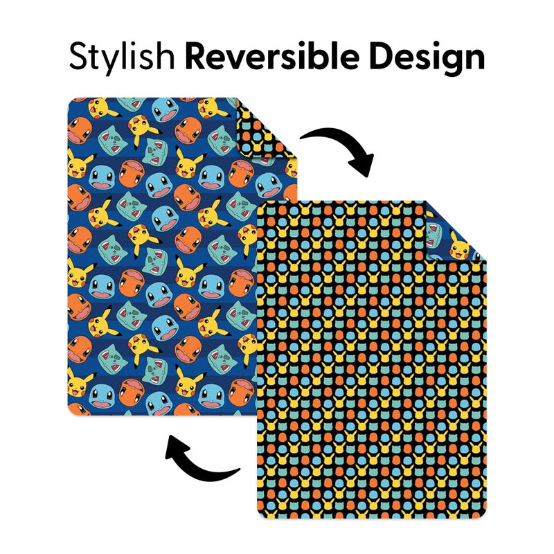 Northwest Pokemon Striped Favorites Twin Quilted Blanket, Cozy Fantasy Bedding for Gamers, Kids & Adults, Throw for Bedroom, Sofa, or Game Room DÃ©cor, 60 x 90 Inches - Image 2