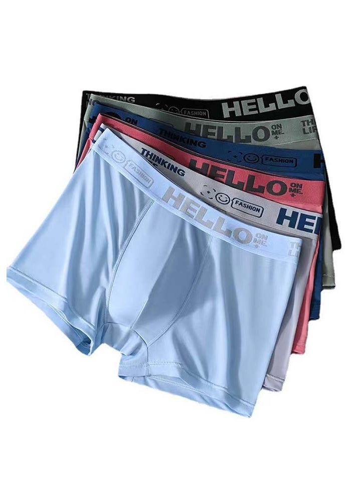 3 pcs Ice Silk Men's Boxer Briefs Underwear Ice Feeling Summer Thin Breathable Fashion Pattern Boxer Underwear Casual Breathable Soft And Comfortable Boxer Underwear