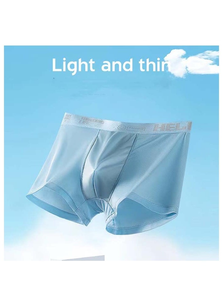 3 pcs Ice Silk Men's Boxer Briefs Underwear Ice Feeling Summer Thin Breathable Fashion Pattern Boxer Underwear Casual Breathable Soft And Comfortable Boxer Underwear