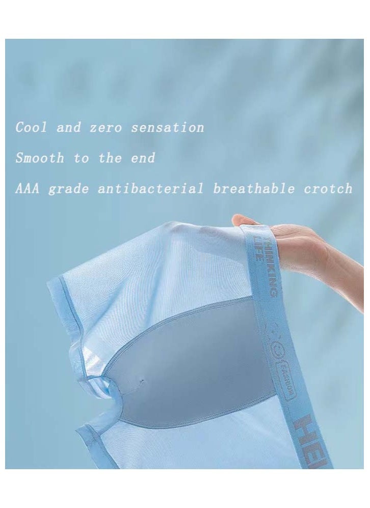 3 pcs Ice Silk Men's Boxer Briefs Underwear Ice Feeling Summer Thin Breathable Fashion Pattern Boxer Underwear Casual Breathable Soft And Comfortable Boxer Underwear