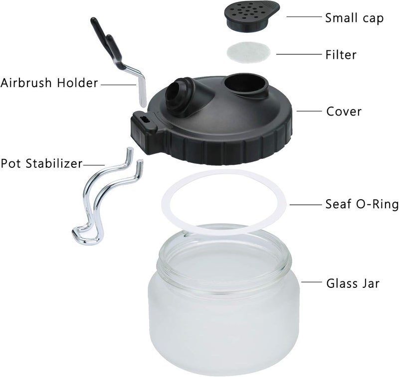 SAGUD Airbrush Cleaning Pot Glass Bottles Cleaner Kit with Air Brush Holder Station - Image 4