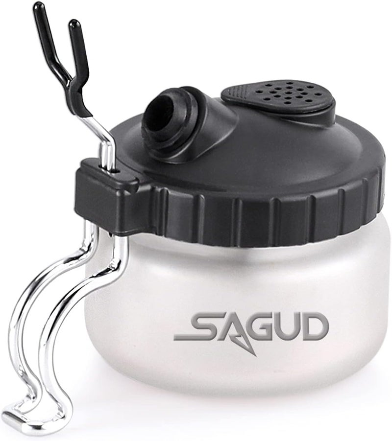 SAGUD Airbrush Cleaning Pot Glass Bottles Cleaner Kit with Air Brush Holder Station - Image 1
