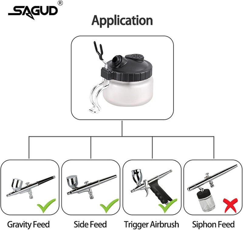 SAGUD Airbrush Cleaning Pot Glass Bottles Cleaner Kit with Air Brush Holder Station - Image 5