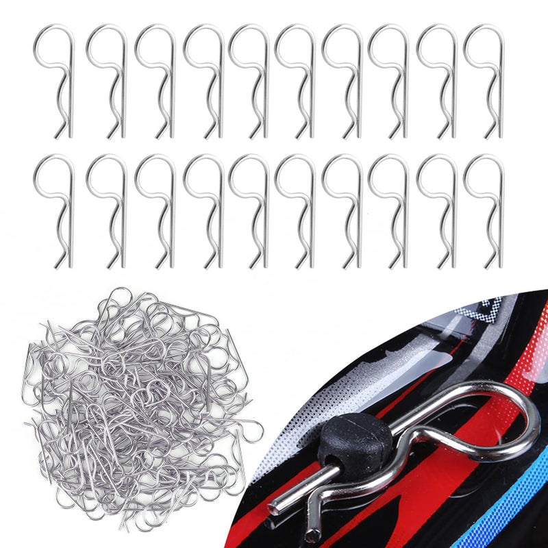 Hobbyfire 100PCS Universal RC Body Clips Pins for All 1/10 1/12 Scale Traxxas Redcat Axial SCX10 Losi HPI Himoto HSP Exceed RC Car Parts Truck Buggy Shell Replacement (Silver) - Image 1