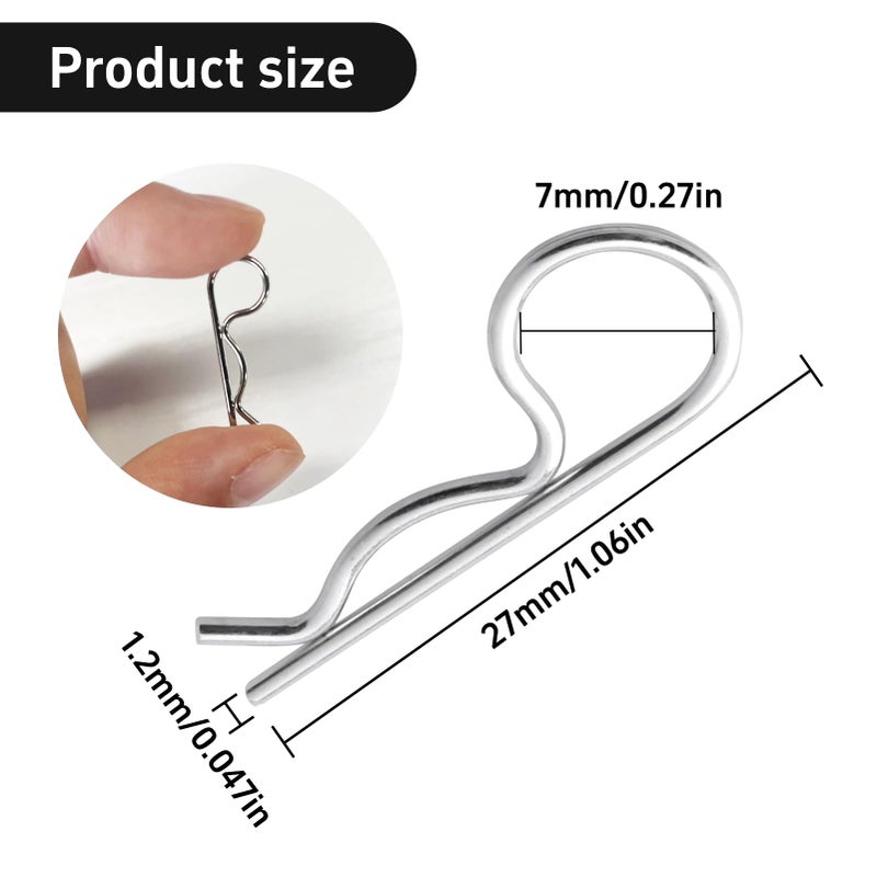 Hobbyfire 100PCS Universal RC Body Clips Pins for All 1/10 1/12 Scale Traxxas Redcat Axial SCX10 Losi HPI Himoto HSP Exceed RC Car Parts Truck Buggy Shell Replacement (Silver) - Image 2