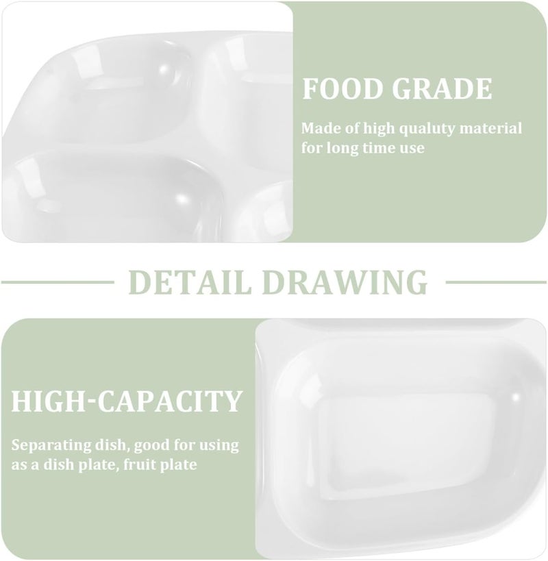 DOITOOL 4 Compartment White Plastic Divided Plates for Adults Divided Salad Plate Dessert Tray Dinner Tray Food Separator Container Reusable Plastic Portion Control Container - Image 4