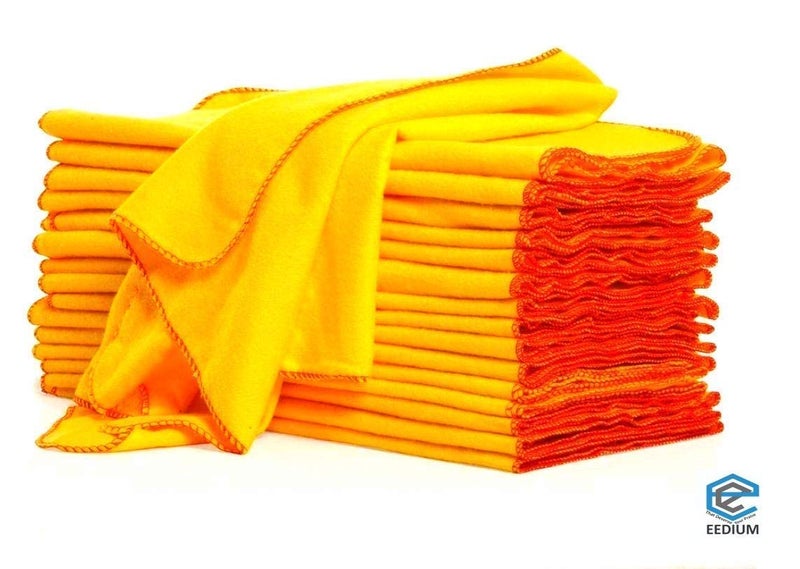 G1 G 1 Large Super Soft Flannel Duster Cloth Mop Pocha for Cleaning Home, Kitchen, Car Mirror,Glass, 18x25-inch | Yellow Color | Pack of 4 - Image 3