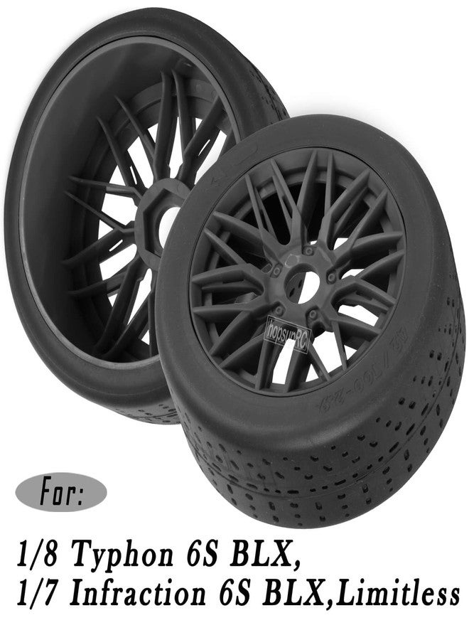 hopsupRC RC Rubber Wheels Tires for 1/8 Typhon 6S BLX,1/7 Infraction 6S BLX,Limitless,4PCS Highway Wheels Soft Tires Truck Tire Highway Tires,Black - Image 2
