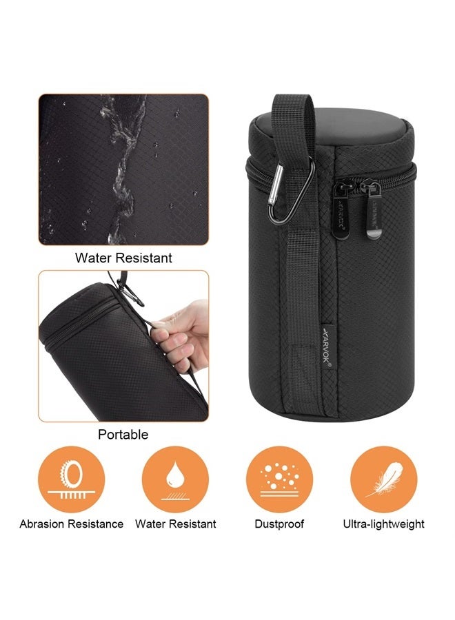 ARVOK Camera Lens Case, Water Resistant Protective Lens Pouch for DSLR Camera Lens, 4 Size Thick Camera Lens Bag for Nikon, Tamron, Sigma, Pentax, Sony, Fuji, Panasonic (4 Pack) - Image 4