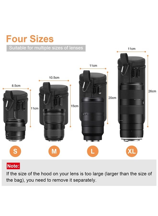 ARVOK Camera Lens Case, Water Resistant Protective Lens Pouch for DSLR Camera Lens, 4 Size Thick Camera Lens Bag for Nikon, Tamron, Sigma, Pentax, Sony, Fuji, Panasonic (4 Pack) - Image 5