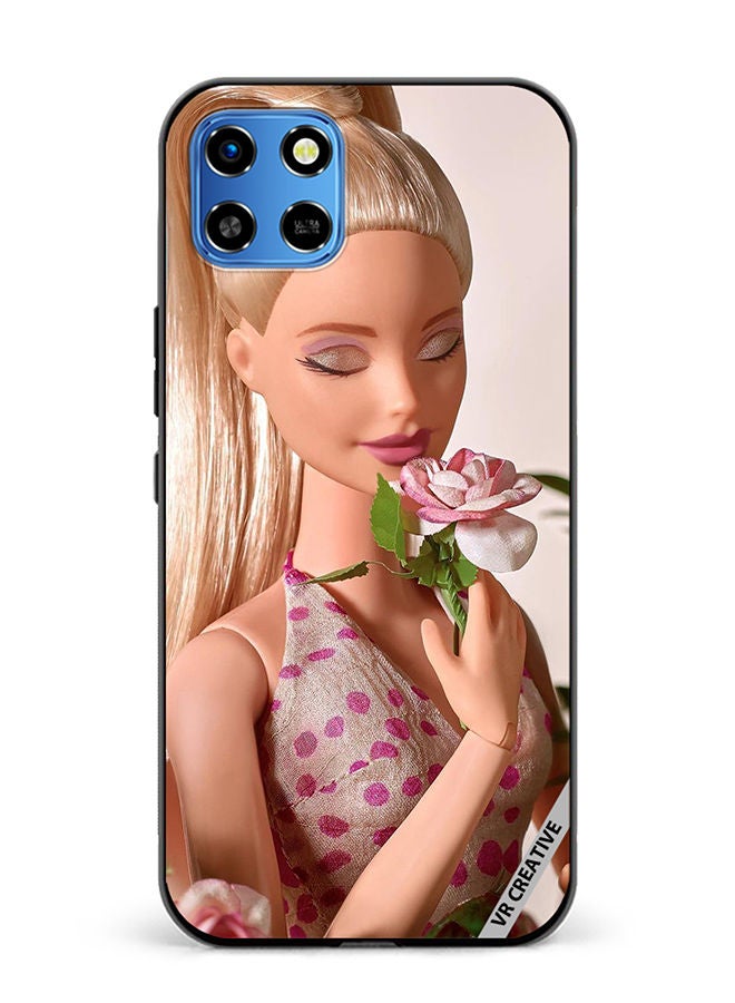 VR CREATIVE غطاء حماية لهاتف Infinix Smart 6 HD بتصميم باربي الوردي متعدد الألوان - Image 1