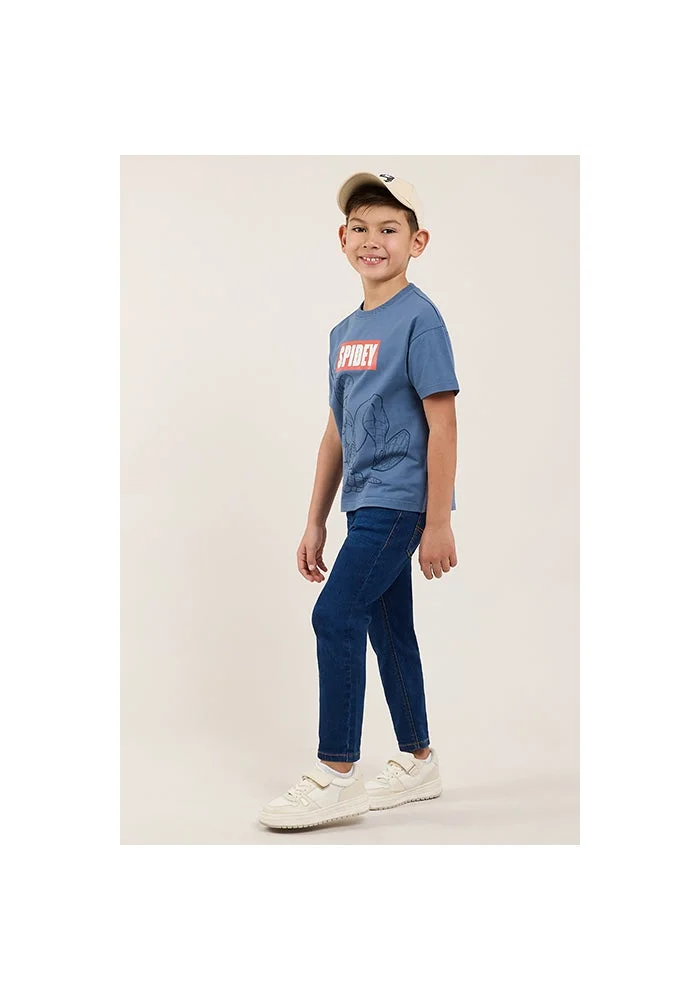 أر أند بي Washed Straight Fit Jeans with Button Closure