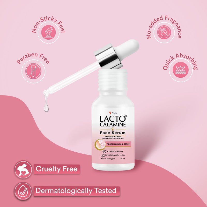 Lacto Calamine 10 Niacinamide Face Serum  30ml x Pack of 2  Pore Minimizing Acne Marks Blemishes  Oil Balancing  Face Serum for Women  Men  Reduces Pigmentation  Dermatologically Tested - Image 5