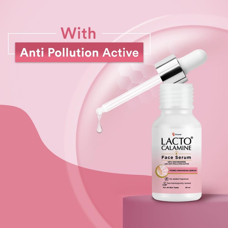 Lacto Calamine 10 Niacinamide Face Serum  30ml x Pack of 2  Pore Minimizing Acne Marks Blemishes  Oil Balancing  Face Serum for Women  Men  Reduces Pigmentation  Dermatologically Tested - Image 4
