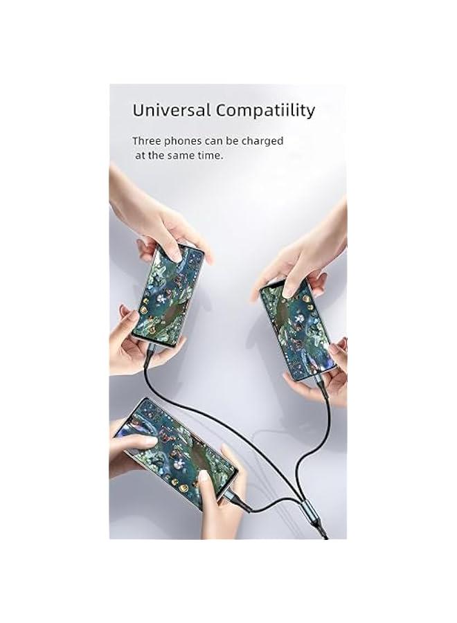 3 in 1 Charging Cable - 120W Power Fast Charger Cords Universal Phone Charger, Multiple Ports Charging Cord with USB C to Type C/Micro/Phone Connectors Compatible with Laptop/Tablet/Phone (120CM) - Image 3
