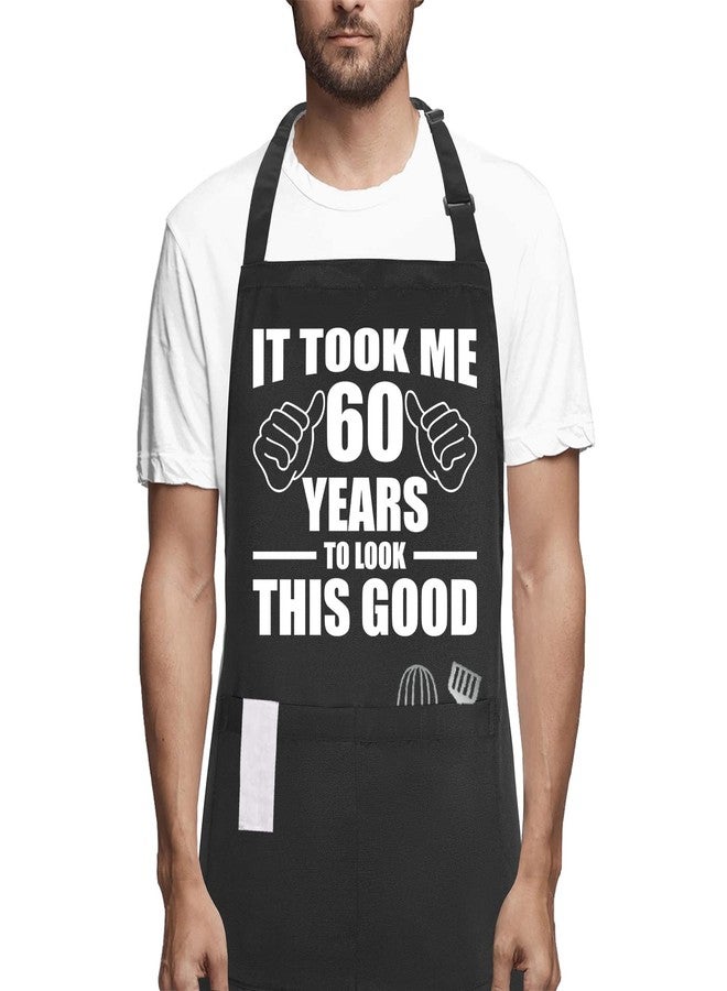 POTALKFREE 60th Birthday Gifts for Women Men, Funny Chef Aprons with Pockets, 60 Years Old Kitchen Cooking Grilling Apron for Grandma Grandpa Dad Mom - Image 1