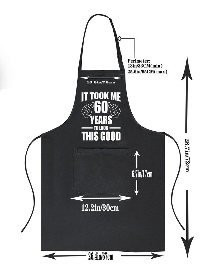 POTALKFREE 60th Birthday Gifts for Women Men, Funny Chef Aprons with Pockets, 60 Years Old Kitchen Cooking Grilling Apron for Grandma Grandpa Dad Mom - Image 4
