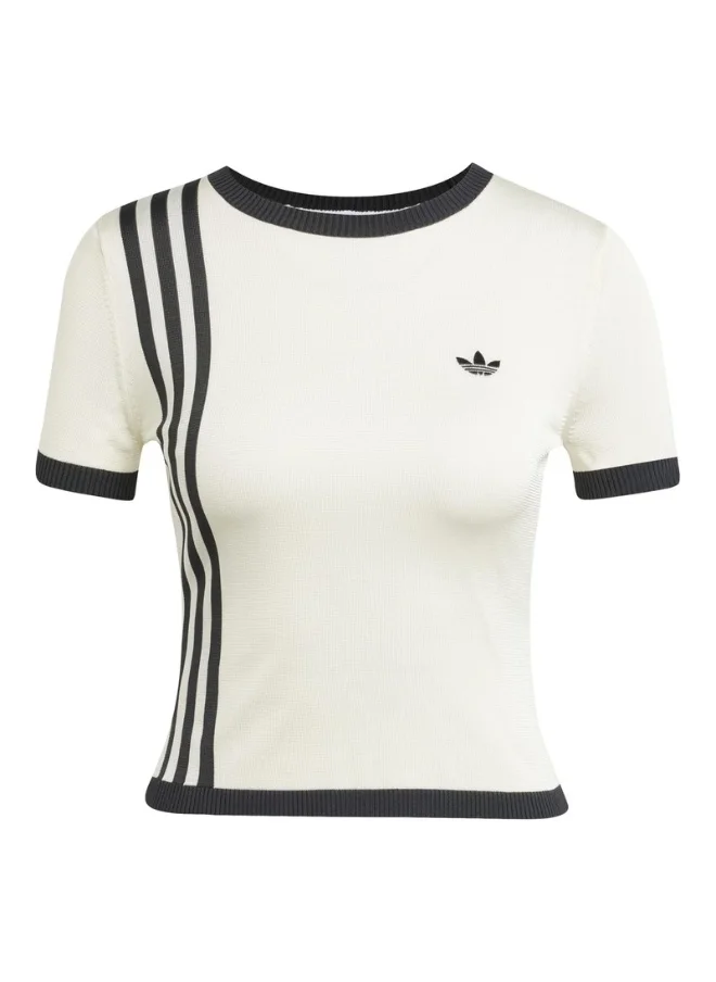 اديداس adidas KNITTED 3S TEE White Originals Women T-SHIRTS