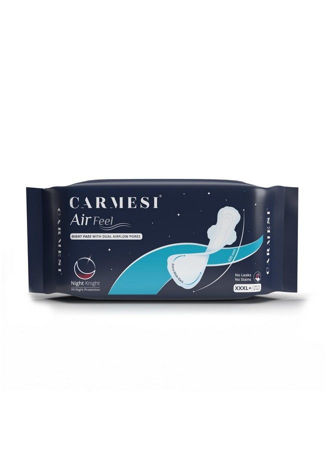 CARMESI Carmesi Air Feel Night Sanitary Pads | 8 XXXL+ Extra-Long Pads With Wide Back | All-Night Stain Protection | No Leaks | Super-Absorbent Core | Airy, Sweat-Free | Soft & Ultra-Thin | Non-Toxic  - Image 1