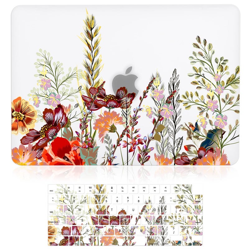 iDonzon Case for MacBook Air 15inch M5 M4 M3 M2 A3448 A3241 A3114 A2941 20262023 Release with Touch ID 3D Effect Matte Clear See Through Hard Cover Keyboard Cover Field Flowers - Image 2