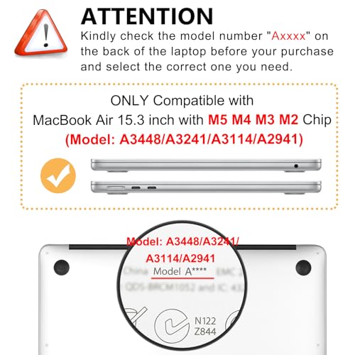 iDonzon Case for MacBook Air 15inch M5 M4 M3 M2 A3448 A3241 A3114 A2941 20262023 Release with Touch ID 3D Effect Matte Clear See Through Hard Cover Keyboard Cover Field Flowers - Image 3