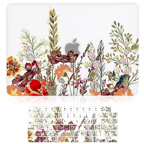 iDonzon Case for MacBook Air 15inch M5 M4 M3 M2 A3448 A3241 A3114 A2941 20262023 Release with Touch ID 3D Effect Matte Clear See Through Hard Cover Keyboard Cover Field Flowers - Image 1