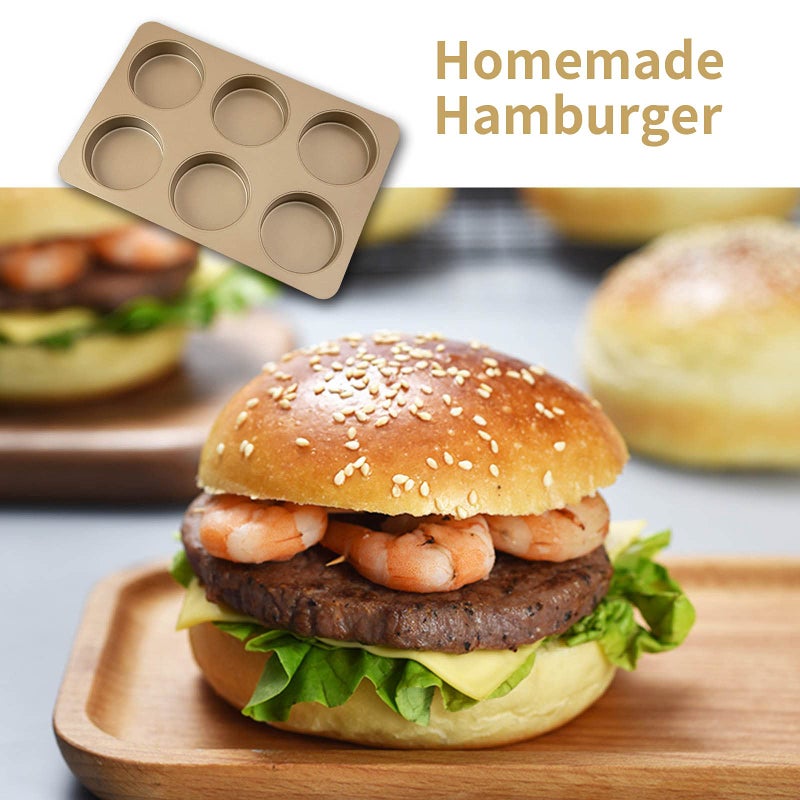 Yomvzake Hamburger Bun Pan Deep Dish Cookie Pan, Nonstick Hamburger Bread Forms 4 Inch Cake Pan Mini Round Disc Pan for Baking Burger Buns English Muffin Whoopie Pies Muffin Top - Image 4
