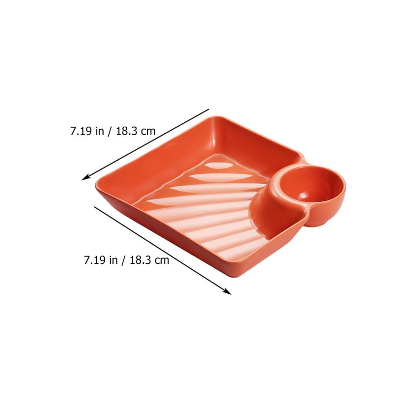 Square Plastic Snack Plates Set of 4 for Sushi Dumplings Fries Lightweight Serving Dishes - Image 3