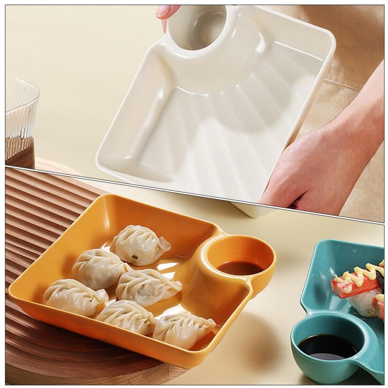 Square Plastic Snack Plates Set of 4 for Sushi Dumplings Fries Lightweight Serving Dishes - Image 5