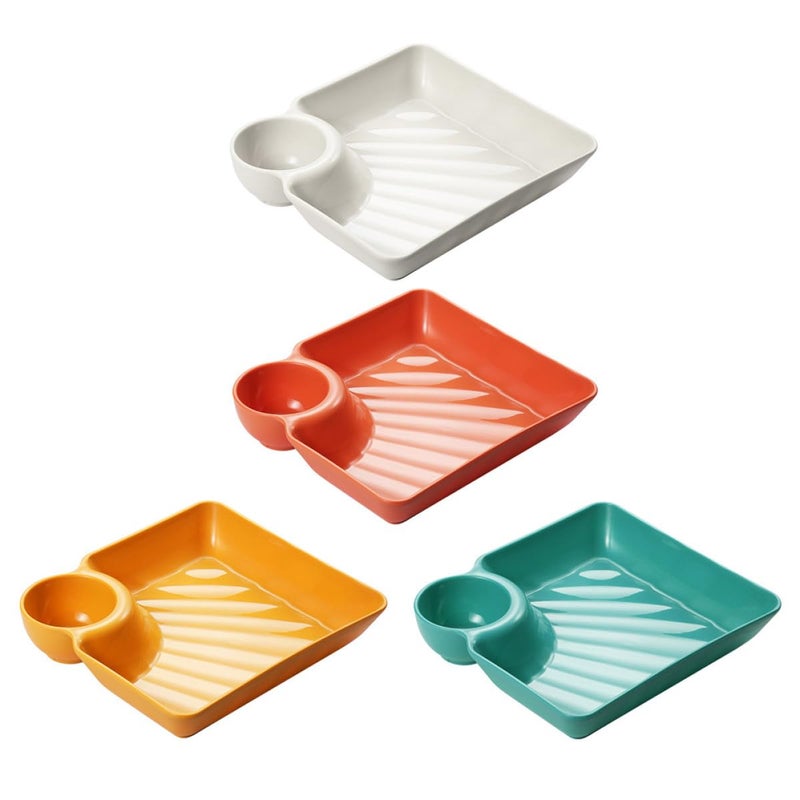 Square Plastic Snack Plates Set of 4 for Sushi Dumplings Fries Lightweight Serving Dishes - Image 2