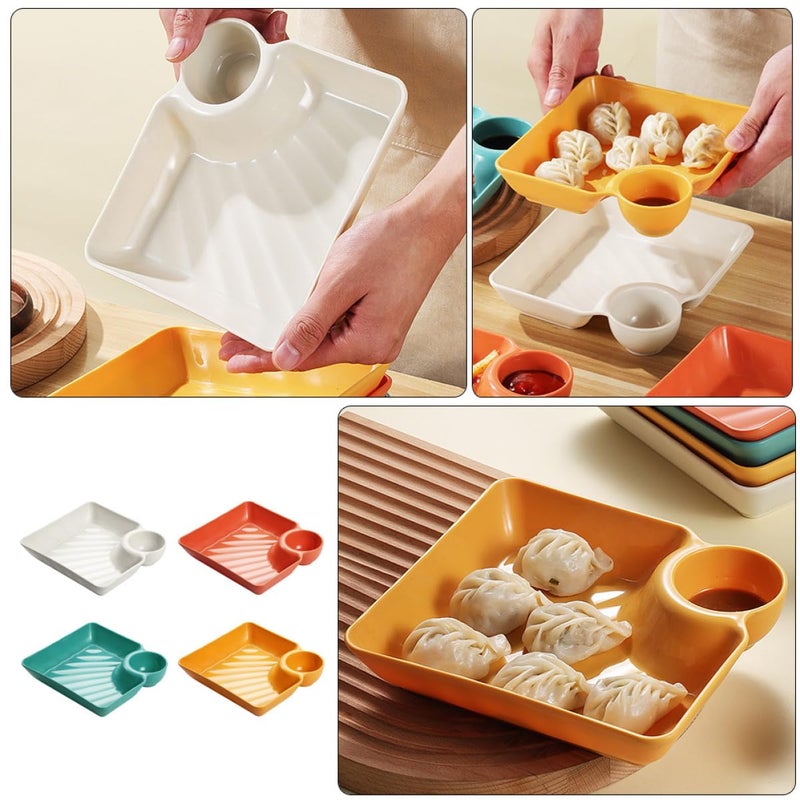 Square Plastic Snack Plates Set of 4 for Sushi Dumplings Fries Lightweight Serving Dishes - Image 4