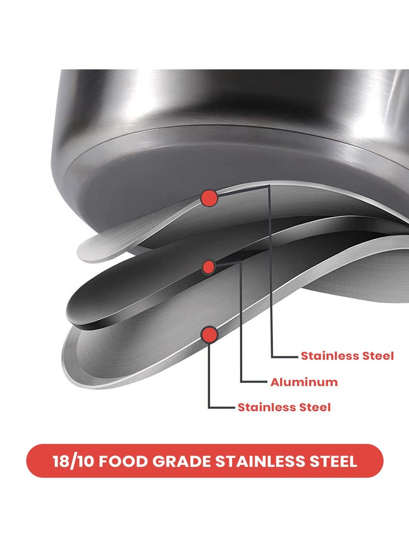 Bright Home 10 Pcs Tri-ply Stainless Steel Cookware Set - Induction Compatible, Dishwasher Safe, Oven Safe, Ergonomic Handles, and Chrome Finish - Image 4