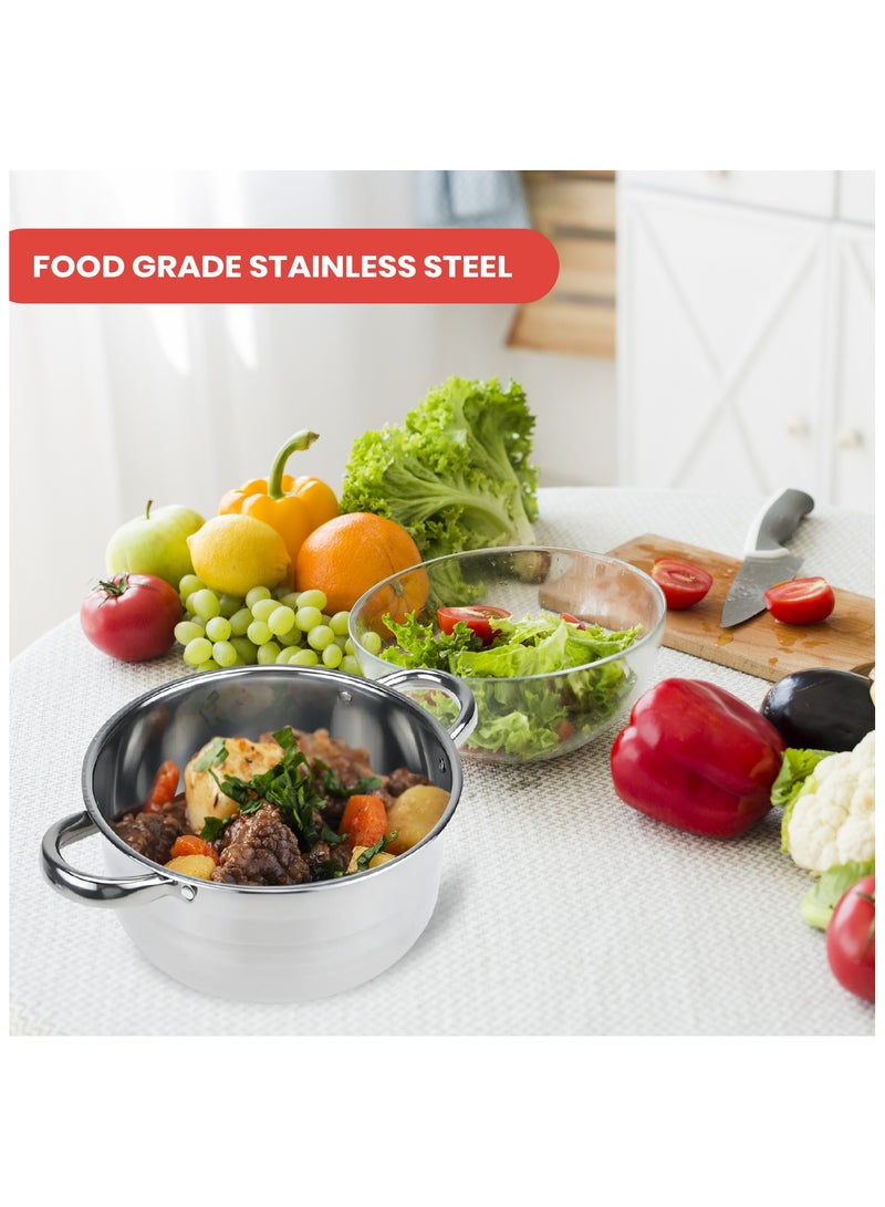 Bright Home 10 Pcs Tri-ply Stainless Steel Cookware Set - Induction Compatible, Dishwasher Safe, Oven Safe, Ergonomic Handles, and Chrome Finish - Image 5