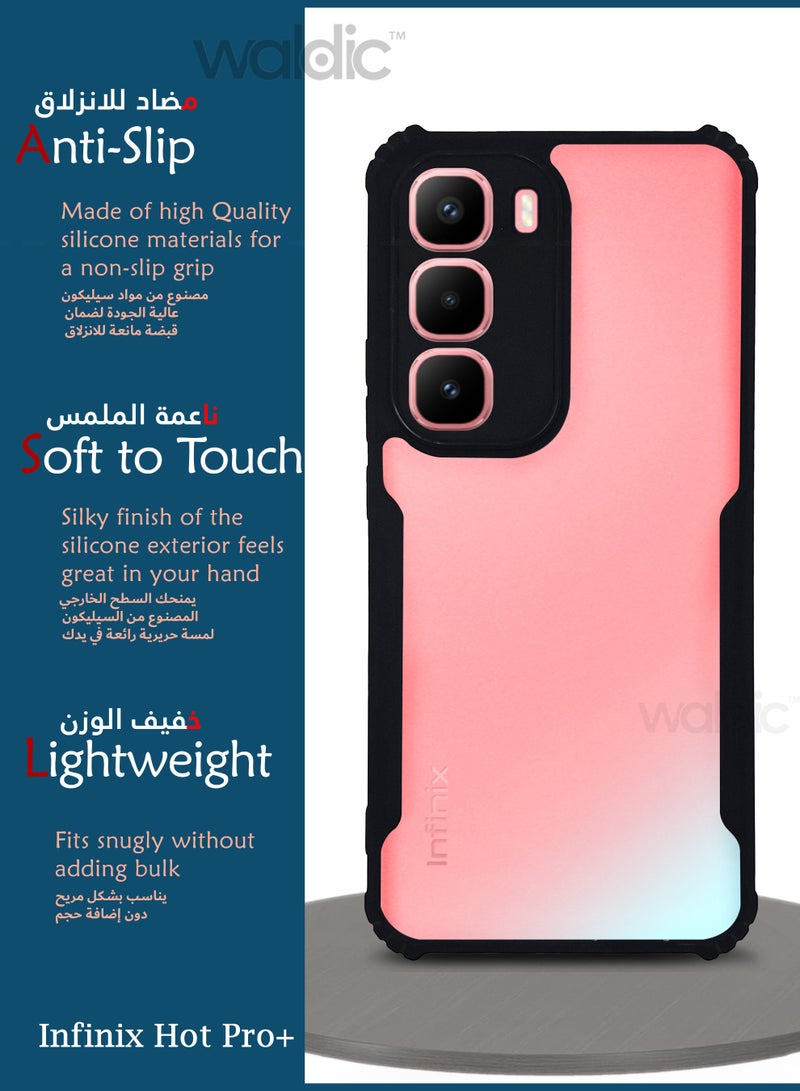 ولديك جراب فاخر لهاتف Infinix Hot 60 Pro Plus | غطاء سيليكون فاخر مصمم خصيصًا لهاتف Infinix Hot 60 Pro Plus | جراب Infinix Hot 60 Pro Plus، غطاء خلفي رفيع واقٍ لحماية الكاميرا والسقوط لهاتف Infinix Hot 60 Pro Plus - شفاف/أسود - Image 2