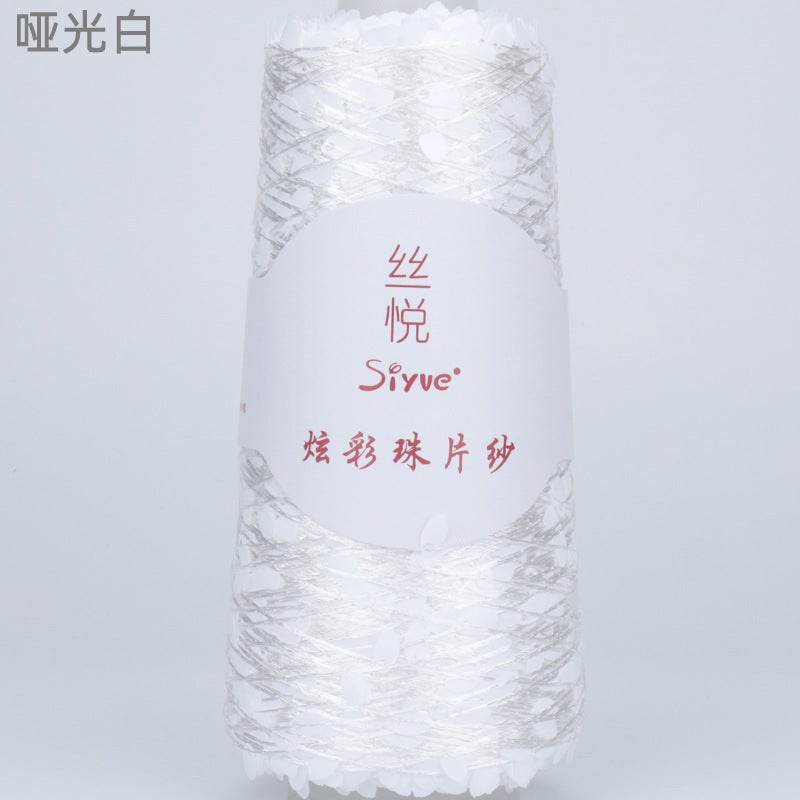 Siyue Colorful Beaded Yarn Line Special Waterdrop Shiny Beads Knitting Diy Handcrafted Braided Yarn Line Great Value Matte white 37# 