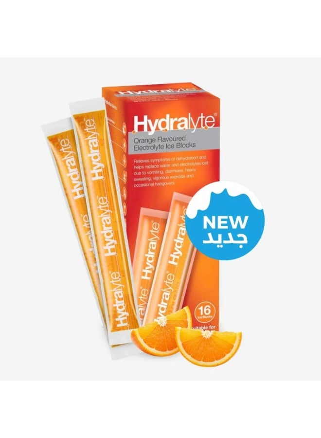 Hydralyte Orange Flavoured Rehydration & Electrolyte Support 16 Ice Blocks - Image 1